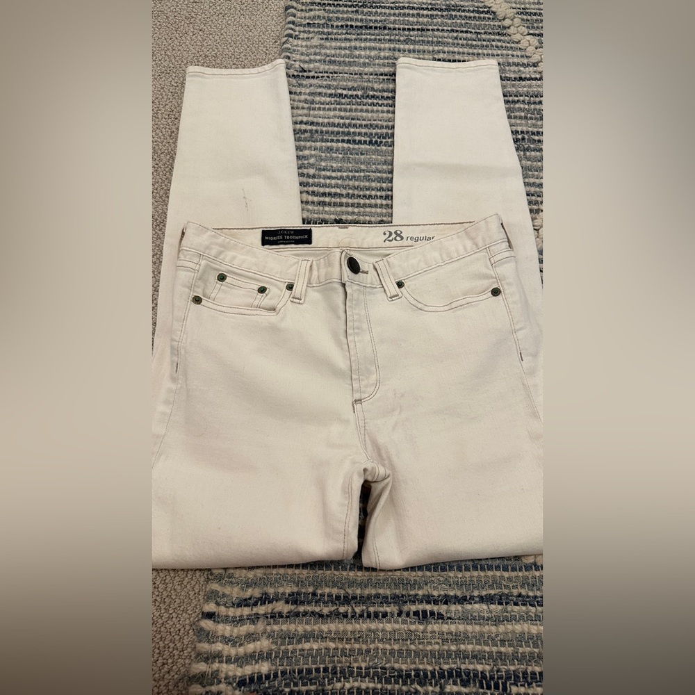 J. Crew Cream Midrise Toothpick Jeans, sz 28R
